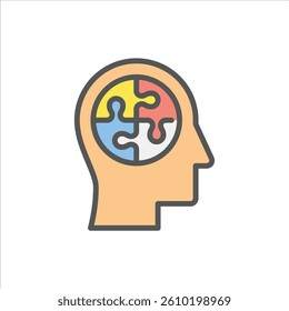 problem filled outline icon. puzzle color line illustration.