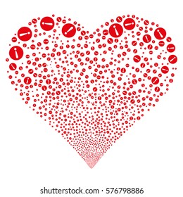 Problem fireworks with heart shape. Vector illustration style is flat red iconic symbols on a white background. Object heart combined from scattered design elements.