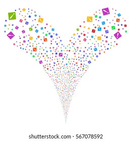 Problem fireworks stream. Vector illustration style is flat bright multicolored iconic symbols on a white background. Object double fountain done from random pictograms.