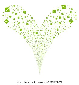 Problem fireworks stream. Vector illustration style is flat eco green iconic symbols on a white background. Object double fountain created from random pictograms.