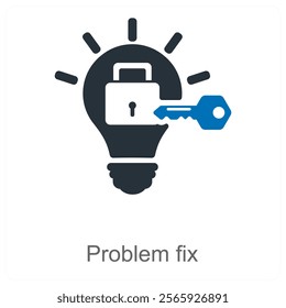 Problem Fix and solution icon concept