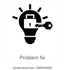 Problem Fix and solution icon concept