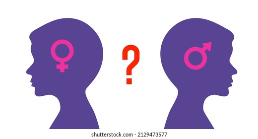 Problem of gender choice for a person in modern society. Silhouette profile boy child. Multicultural multi-gender society. Friendship and relationships between people. Diversity gender, choice matter