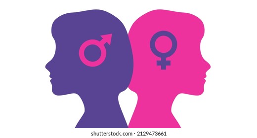 Problema de elección de género para una persona en la sociedad moderna. Niña con perfil de silueta. Sociedad multicultural multigénero. Amistad y relaciones entre personas. Género de diversidad