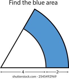 Problema na geometria para calcular a área ​ ​a região azul.