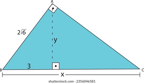 Problem in geometry to find the value of variables using metric relations in a right triangle