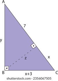 Problem in geometry to find the value of variables using metric relations in a right triangle