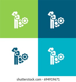 Problem green and blue material color minimal icon or logo design