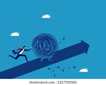  problem grows. Businessman pushing problems