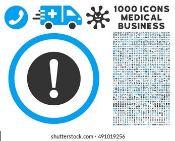 Problem icon with 1000 medical commerce gray and blue vector design elements. Set style is flat bicolor symbols, white background.