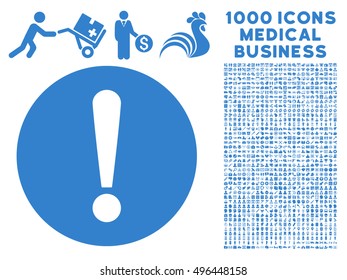 Problem icon with 1000 medical commerce cobalt vector design elements. Clipart style is flat symbols, white background.