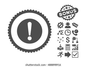 Problem icon with bonus pictogram. Vector illustration style is flat iconic symbols, gray color, white background.
