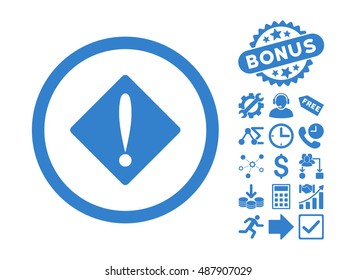 Problem icon with bonus pictograph collection. Vector illustration style is flat iconic symbols, cobalt color, white background.
