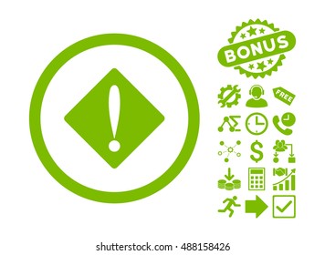 Problem icon with bonus pictograph collection. Vector illustration style is flat iconic symbols, eco green color, white background.