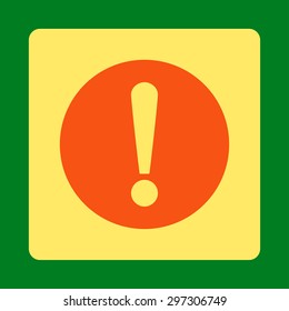 Problem icon from Primitive Buttons OverColor Set. This rounded square flat button is drawn with orange and yellow colors on a green background.