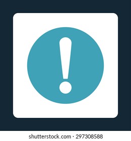 Problem icon from Primitive Buttons OverColor Set. This rounded square flat button is drawn with blue and white colors on a dark blue background.