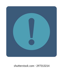 Problem icon from Primitive Buttons OverColor Set. This rounded square flat button is drawn with cyan and blue colors on a white background.