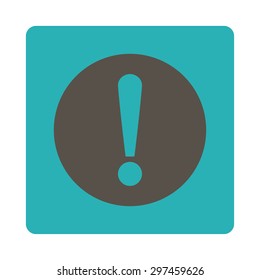 Problem icon from Primitive Buttons OverColor Set. This rounded square flat button is drawn with grey and cyan colors on a white background.