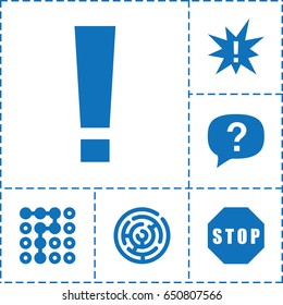 Problem icon. set of 6 problem filled icons such as stop, labyrinth, exclamation