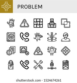 problem icon set. Collection of Junction, Facial treatment, Warning, Puzzle, Under construction, Intersect, Psychology, Technical Support, Drunk, Decision, Suspect, Error icons