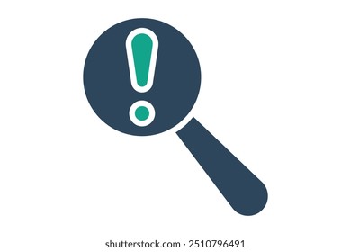 Problem icon. solid icon style. exclamation mark with magnifying glass. icon related to SWOT. business elements vector illustration