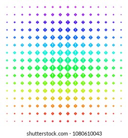 Problem icon spectrum halftone pattern. Vector problem items arranged into halftone grid with vertical rainbow colors gradient. Designed for backgrounds, covers and abstract effects.