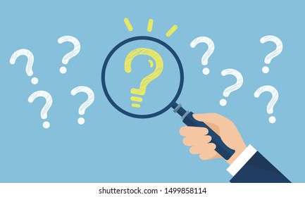 problem and idea image,holding magnifying glass,vector illustration