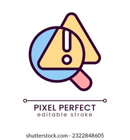 Problem identification pixel perfect RGB color icon. Problem solving process. Detect and fix mistake. Isolated vector illustration. Simple filled line drawing. Editable stroke. Poppins font used