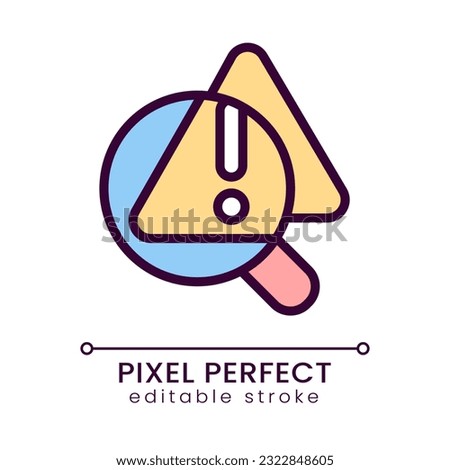 Problem identification pixel perfect RGB color icon. Problem solving process. Detect and fix mistake. Isolated vector illustration. Simple filled line drawing. Editable stroke. Poppins font used