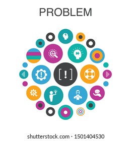 problem Infographic circle concept. Smart UI elements solution, depression, analyze