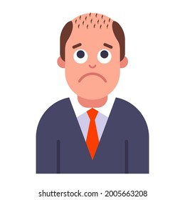 a problem with male pattern baldness. hair loss on the head. flat vector illustration.