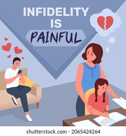 Problema en el matrimonio: burla en las redes sociales. La indelebilidad es una frase dolorosa. Plantilla de diseño de banner Web. Gestor de relaciones, diseño de contenido con inscripción. Cartel, anuncios impresos e ilustración plana