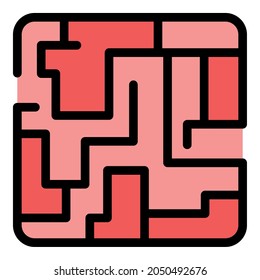 Problem maze icon. Outline problem maze vector icon color flat isolated