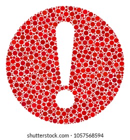 Problem mosaic of round dots in various sizes and color shades. Filled circles are combined into problem vector illustration. Vector illustration.