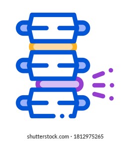 Problem Pain Spinal Column Circular Disc Vector Icon Thin Line. Orthopedic And Trauma Rehabilitation, Spinal And Walkers Concept Linear Pictogram. Medicine Rehab Goods Illustration