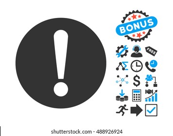 Problem pictograph with bonus icon set. Vector illustration style is flat iconic bicolor symbols, blue and gray colors, white background.
