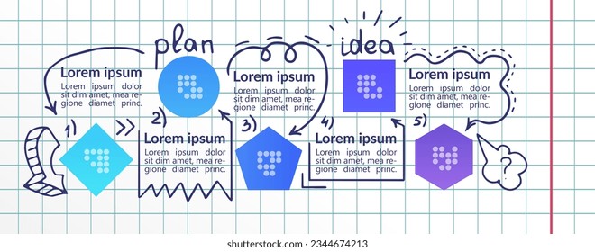 Problem researching infographic chart design template. Abstract infochart with copy space. Instructional graphics with 5 step sequence. Visual data presentation. Arial, Segoe UI Emoji fonts used