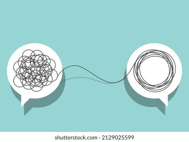 Problem resolve control. Understand question. Problem solving, Complicated solution. Simplifying the complex. Confusion clarity. Communication speech bubble sign concept