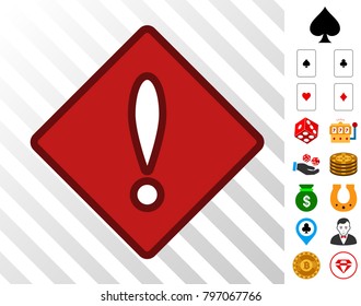 Problem Rhombus icon with bonus casino symbols. Vector illustration style is flat iconic symbols. Designed for gamble apps.