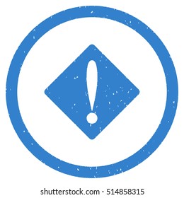 Problem Rhombus rubber seal stamp watermark. Icon symbol inside circle frame with grunge design and dirty texture. Scratched vector cobalt ink emblem on a white background.