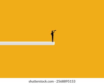 Problem, Risk. Confident Businessman Standing at the End of the Board Looking Forward