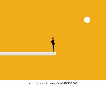 Problem, Risk. Confident Businessman Standing at the End of the Board