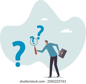 Problem and root cause analysis, research and leadership skill to find solution or answer for business problem.business concept.flat character.