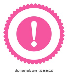 Problem round stamp icon. This flat vector symbol is drawn with pink color on a white background.