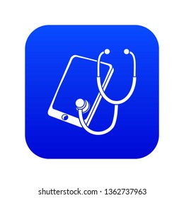 Problem search smartphone icon blue vector isolated on white background