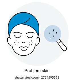 Problem Skin icon, Acne Care Solutions, Clear and Healthy Skin Guide, Sensitive Skin Treatment, Blemish Control Routine, vector