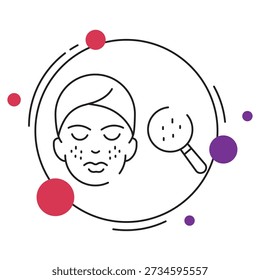 Problem Skin icon, Acne Care Solutions, Clear and Healthy Skin Guide, Sensitive Skin Treatment, Blemish Control Routine, vector