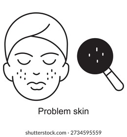Problem Skin icon, Acne Care Solutions, Clear and Healthy Skin Guide, Sensitive Skin Treatment, Blemish Control Routine, vector