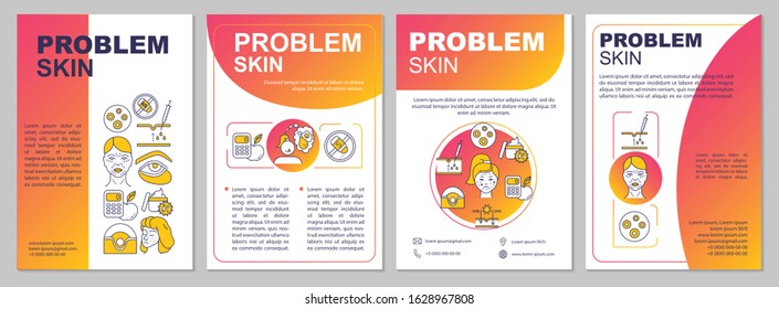 Problem skin, rash and wrinkles, pigmentation brochure template. Flyer, booklet, leaflet print, cover design with linear icons. Vector layouts for magazines, annual reports, advertising posters