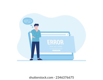 problem software error 404 not found trending concept flat illustration
